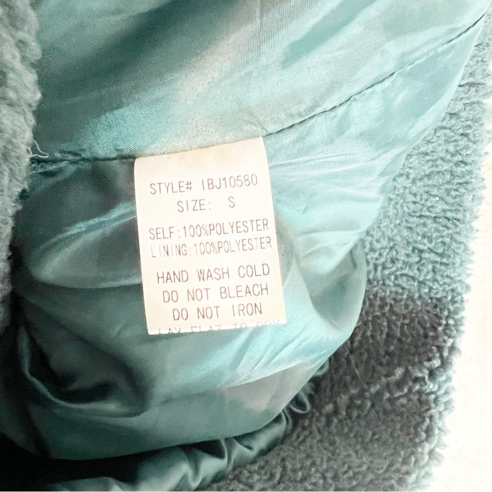 GRADE & GATHER GREEN FLEECE FULL ZIP TEDDY OVERSIZED SHERPA JACKET WOMENS SMALL - Picture 5 of 5
